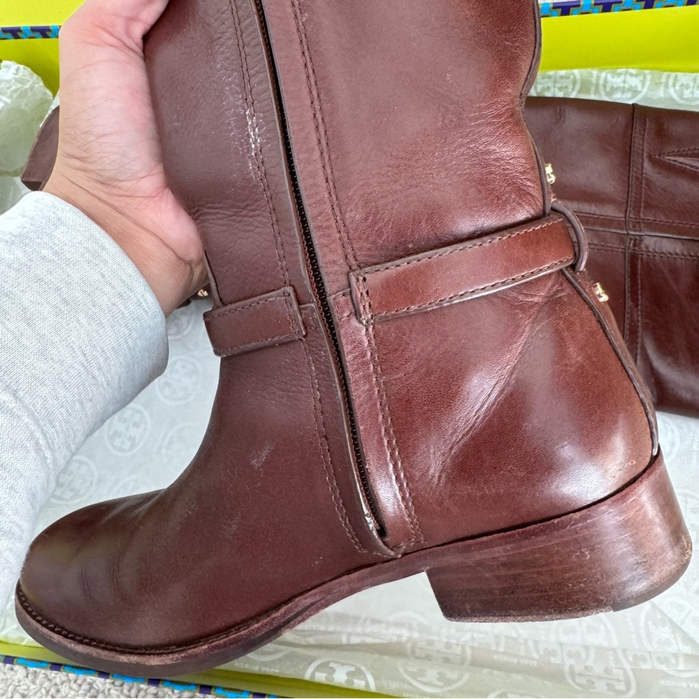 Tory Burch Chestnut Leather Knee-High Boots - Picture 13 of 16